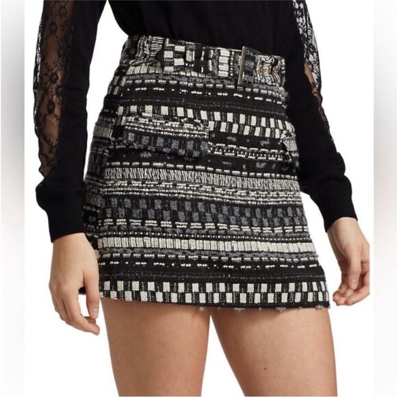 NWT Ramy Brook Chic Black and White Patterned Skirt, US4 - Picture 3 of 16
